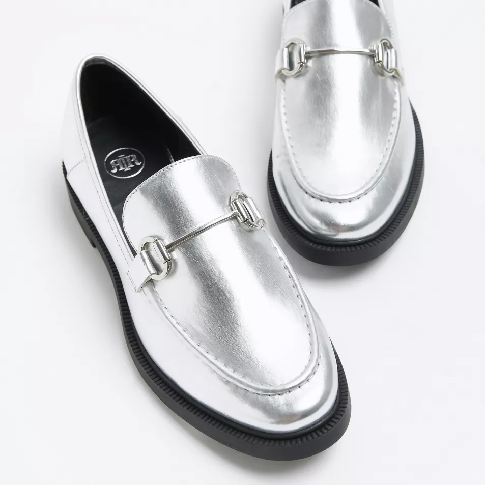 River Island Silver Chain Detail Loafers