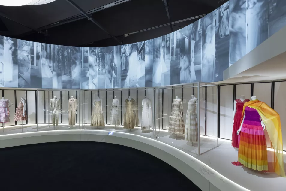 Garments on display at the V&A's Gabrielle Chanel. Fashion Manifesto exhibition