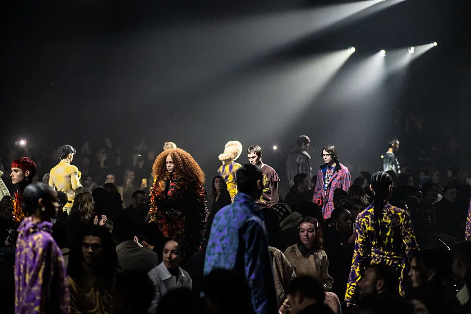 Models on the catwalk at London Fashion Week