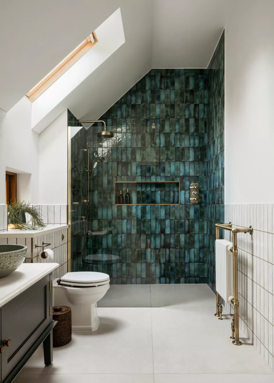 Tiled walk-in shower to illustrate standout tiles trend