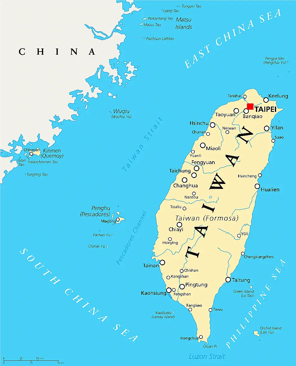 A map of Taiwan