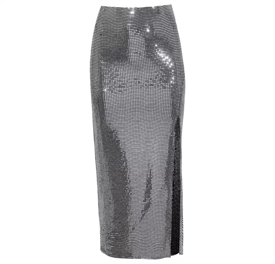 New Look Silver Sequin Split Hem Midaxi Skirt