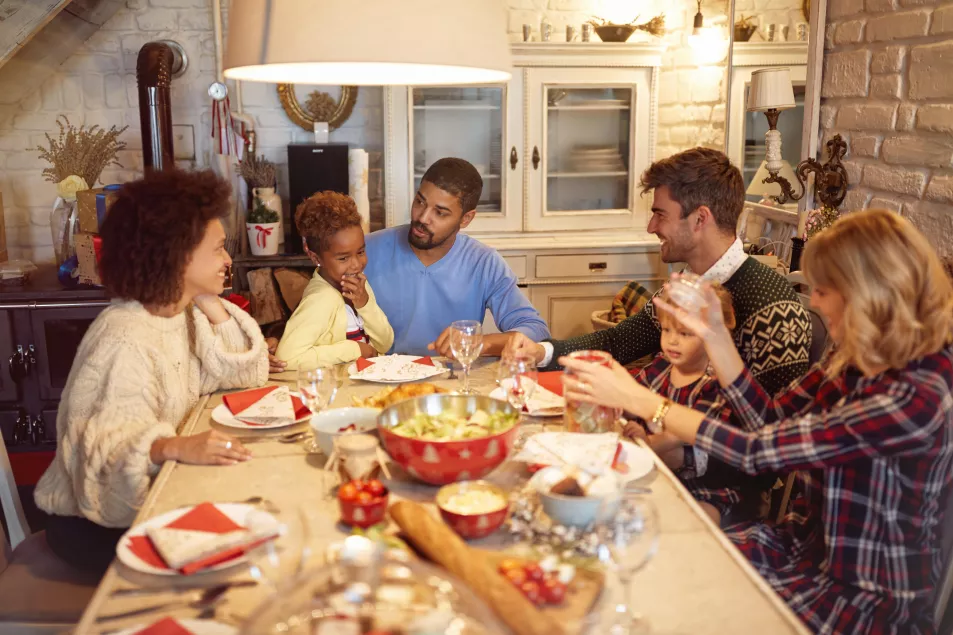 Family having Christmas dinner