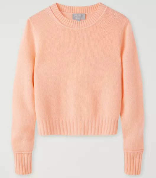Pure Collection Peach Blush Cashmere Lofty Cropped Sweater