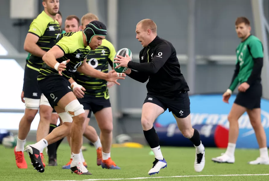 Keith Earls, right, could win his 86th cap for Ireland against England on Saturday