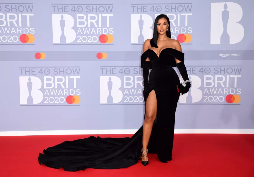 Maya Jama arriving at the Brit Awards 2020