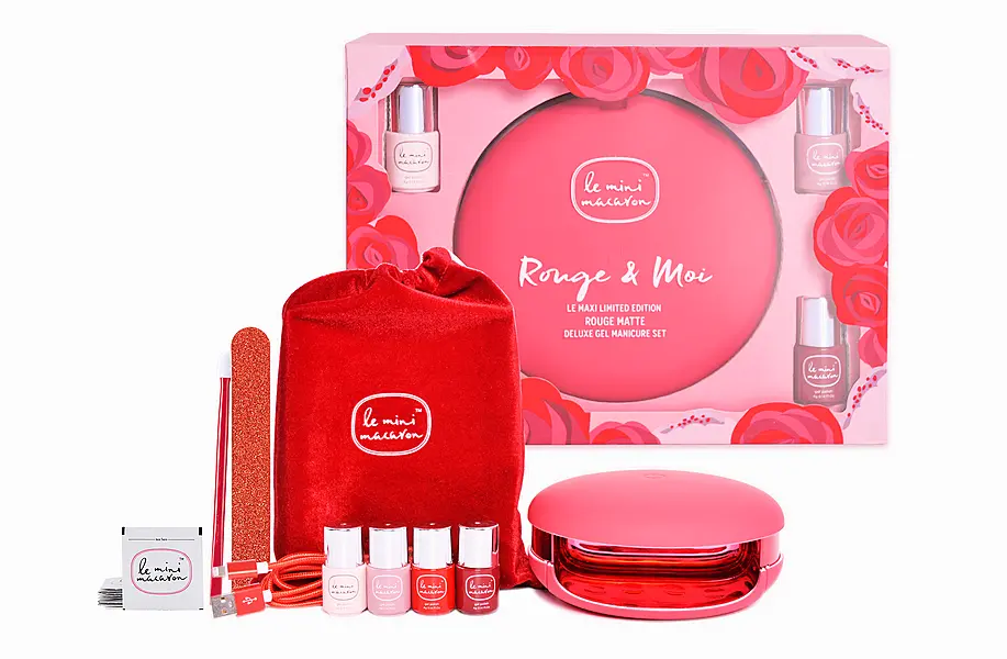 Le Mini Macaron Le Maxi Rouge & Moi Deluxe Gel Manicure Set