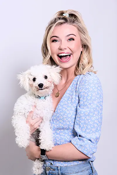 Georgia 'Toff' Toffolo with her dog (Owen James Vincent/PA)