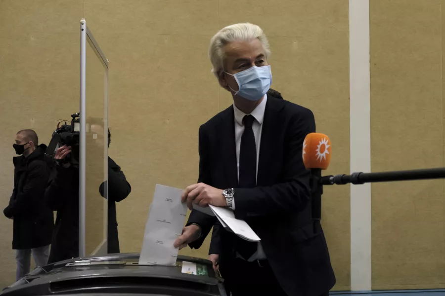 Geert Wilders casts his vote in The Hague