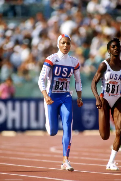 Florence Griffith-Joyner racing in 1987 