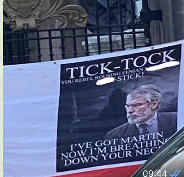 The banner that appeared on Saturday (Sinn Fein/PA)