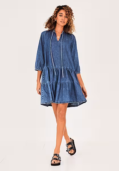 Hush Fernie Denim Smock Dress; Hutton Studded Sandals