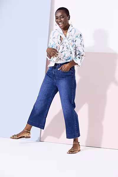 Damart Tie Neck Print Blouse, from; Ankle Grazer Trousers