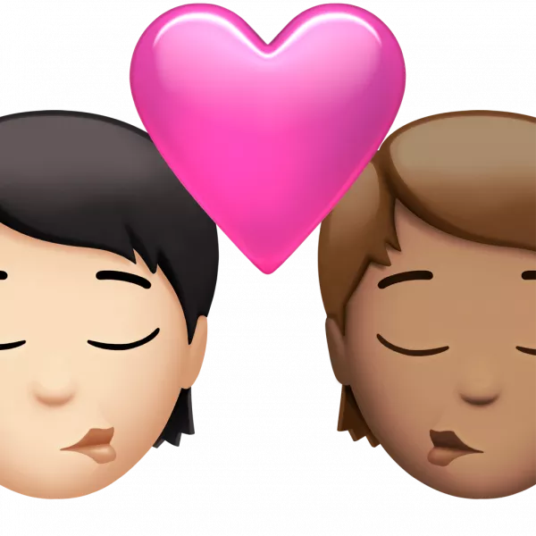 A couple kissing emoji