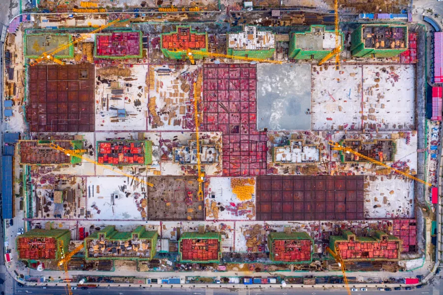 Colourful Chinese architecture from above