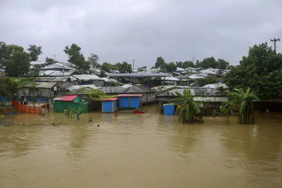 Inundated shelters following heavy rain at a Rohingya refugee camp in Bangladesh 