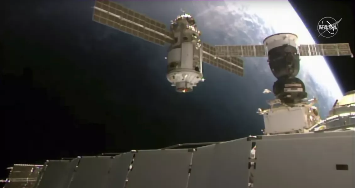 The Nauka module, also called the Multipurpose Laboratory Module as it approaches the International Space Station 