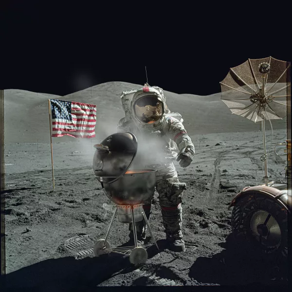 Astronaut bbqing on the moon