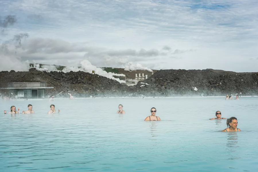 People swimming in the Blue Lagoon in Iceland
