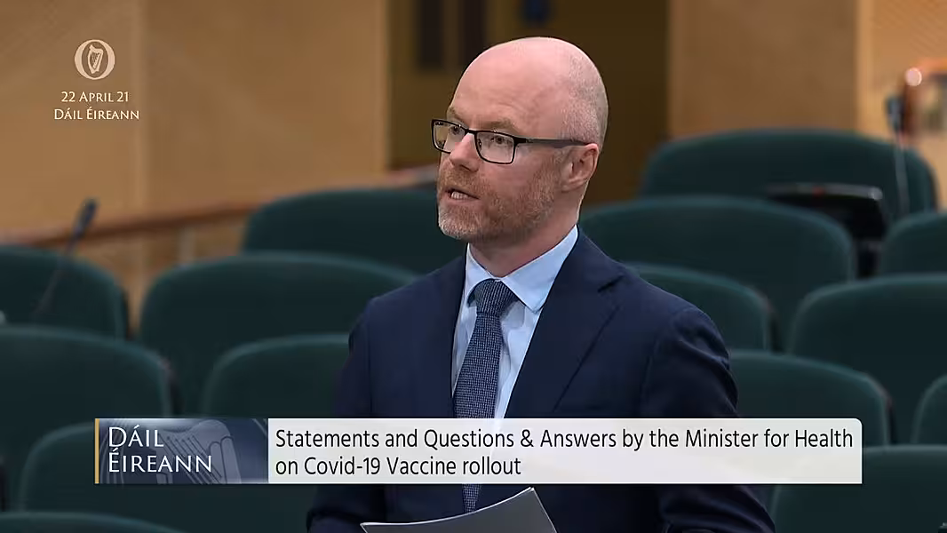 Minister for Health Stephen Donnelly gives an update to Ireland's Covid-19 vaccination programme
