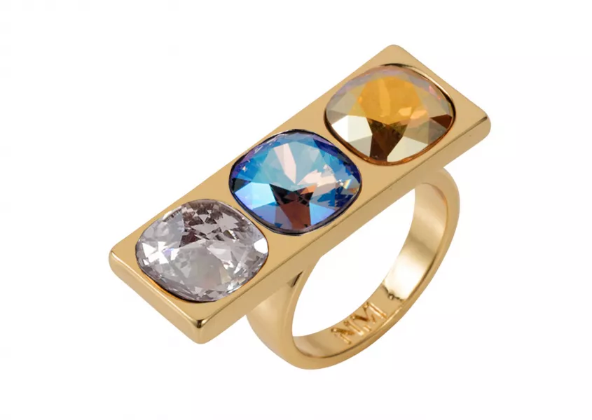Nadia Minkoff Nova Crystal Ring Gold With Blue Shimmer