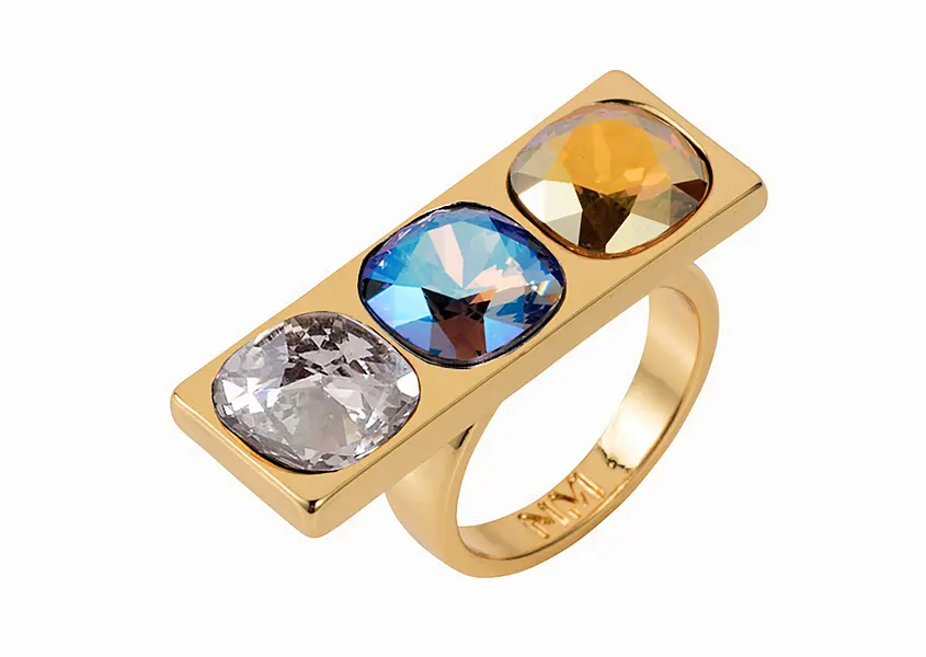 Nadia Minkoff Nova Crystal Ring Gold With Blue Shimmer