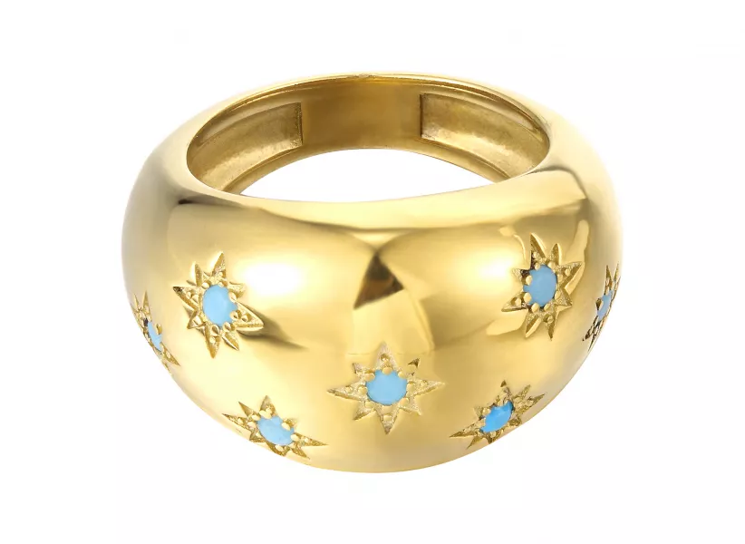 Seol and Gold 18ct Yellow Gold Plate Turquoise Domed Ring