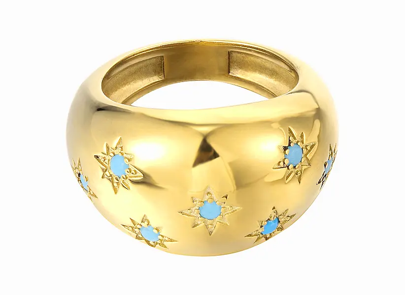 Seol and Gold 18ct Yellow Gold Plate Turquoise Domed Ring