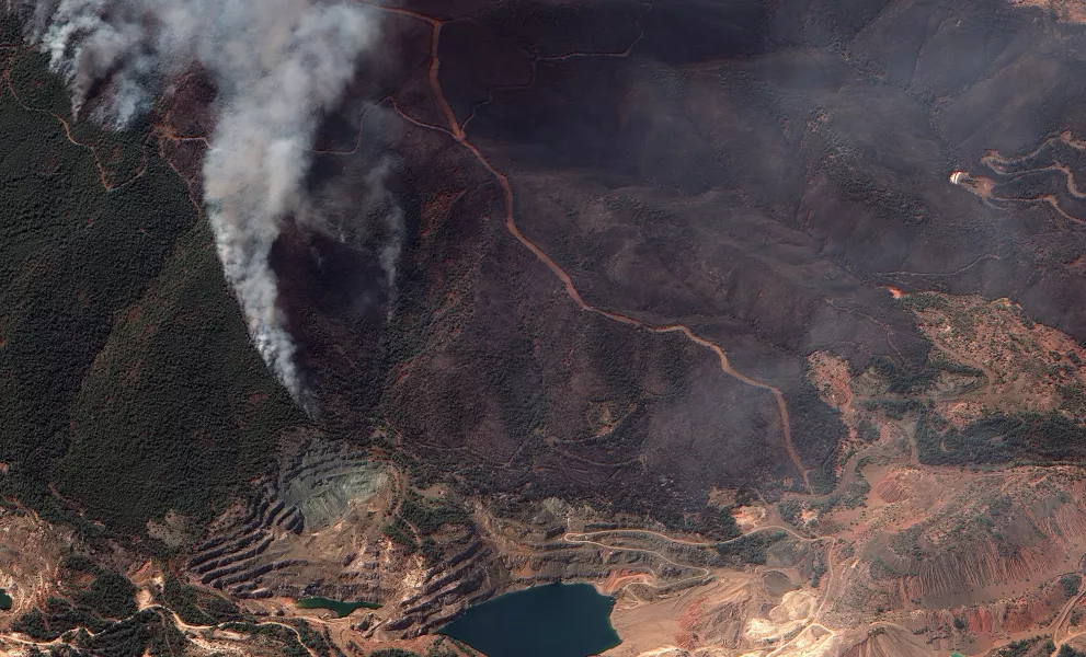 Satellite image of forest fire