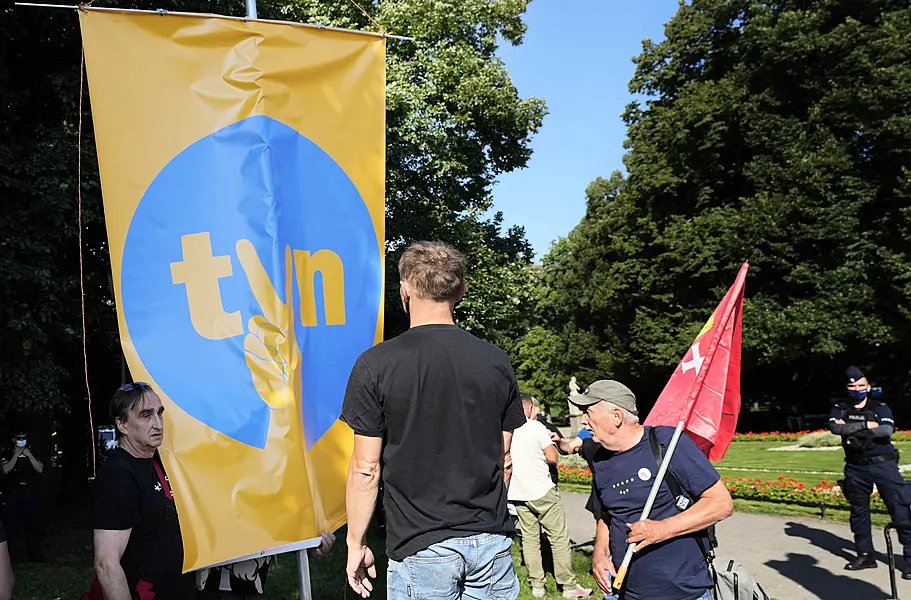 Protesters in Warsaw