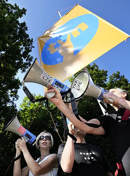 Protesters in Warsaw