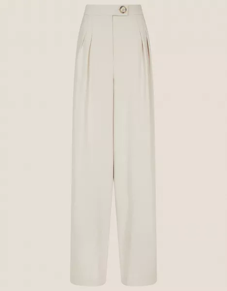 Monsoon Wendy Wide Leg Trousers Natural