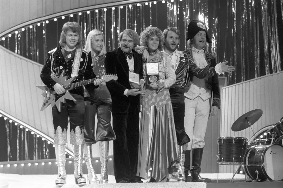 SWEDISH POP GROUP "ABBA" AT THE EUROVISION SONG CONTEST