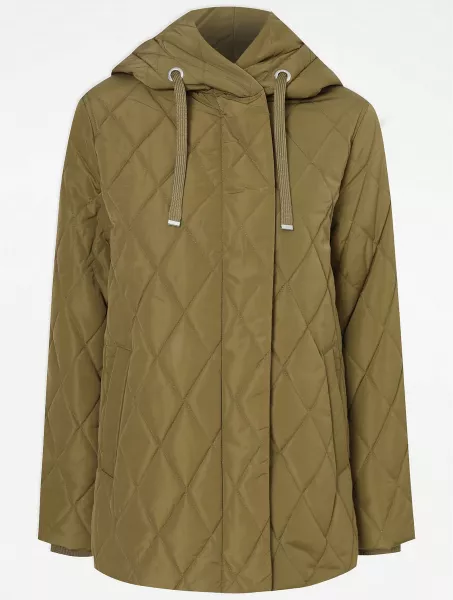George at Asda Green Midweight Quilted Coat