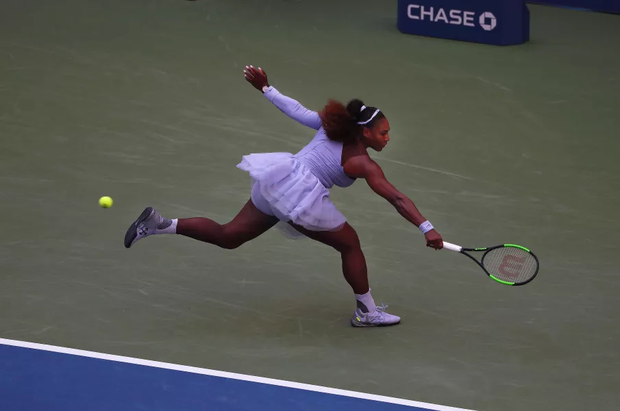 Serena Williams on court during the US Open 2018