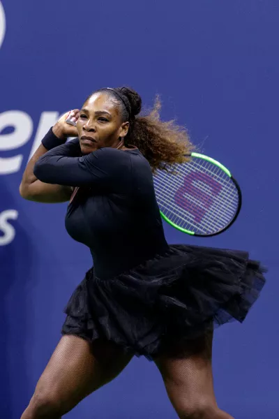 Serena Williams on court during the US Open 2018