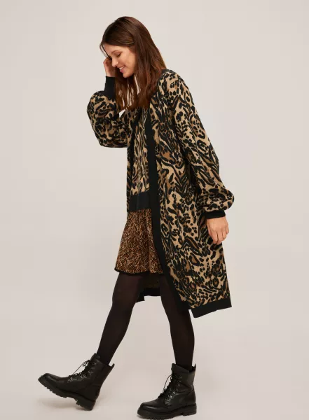 Somerset by Alice Temperley Mirror Leopard Print Longline Cardigan; Somerset by Alice Temperley Mirror Leopard Print Jumper; Somerset by Alice Temperley Mirror Leopard Knit Skirt; And/Or Rudi Leather Lace Up Hiking Boots