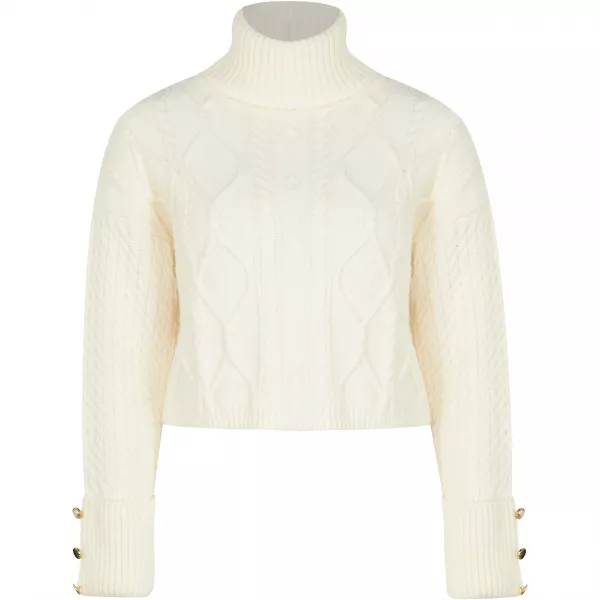 River Island Cream Cable Knit Cropped Jumper