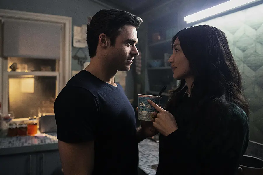 Richard Madden as Ikaris and Gemma Chan as Sersi in Eternals, directed by Chloe Zhao (PA/Marvel Studios/Sophie Mutevelian)