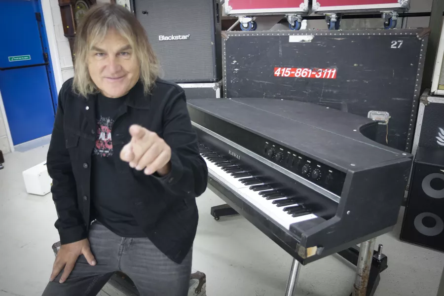 Mike Peters of The Alarm with the Kawai piano (Gardiner Houlgate/PA)