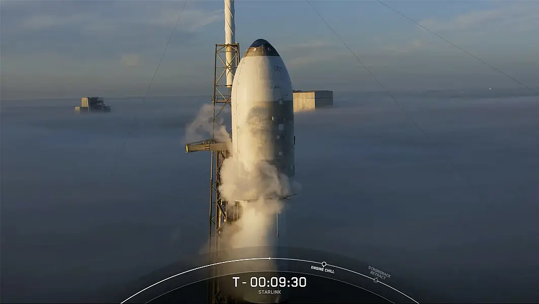 The rocket lifts off