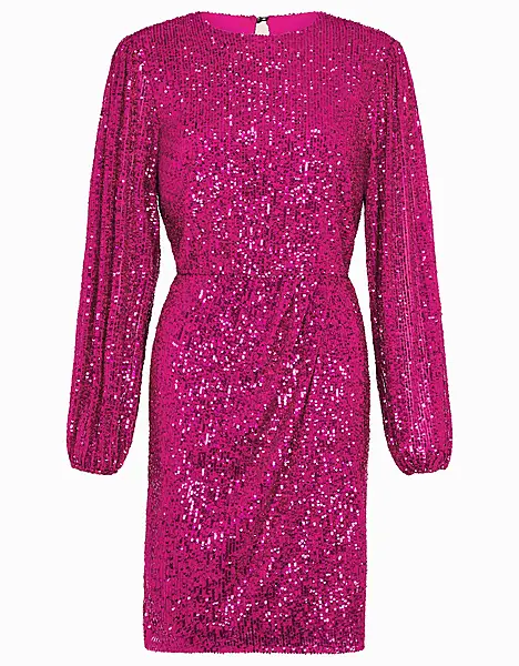 Monsoon Sasha Sequin Shift Dress Pink