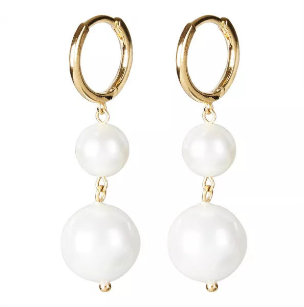 Oliver Bonas Perla Double Pearl Drop Gold Plated Drop Earrings