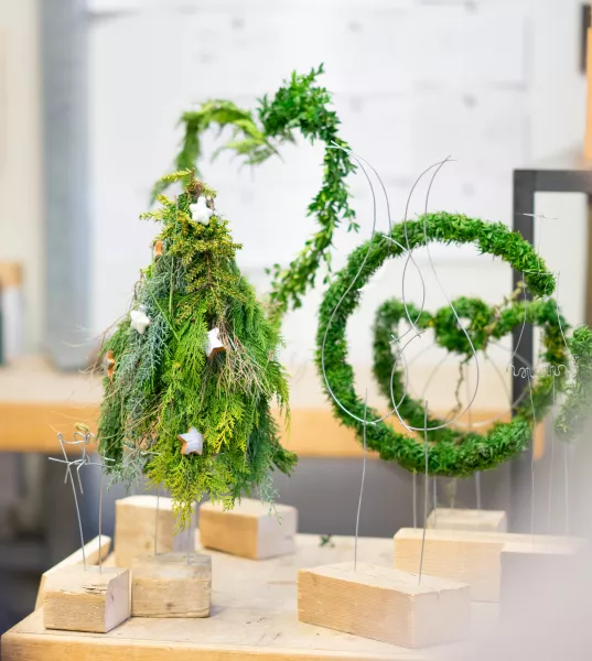 Festive figurines using Christmas tree clippings (Michal Kowalski/Blooming Haus/PA)