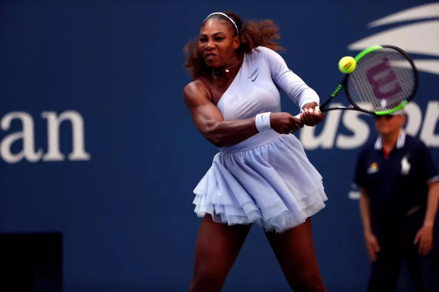 Serena Williams wearing a collaboration between Nike and Off-White for the 2018 US Open 