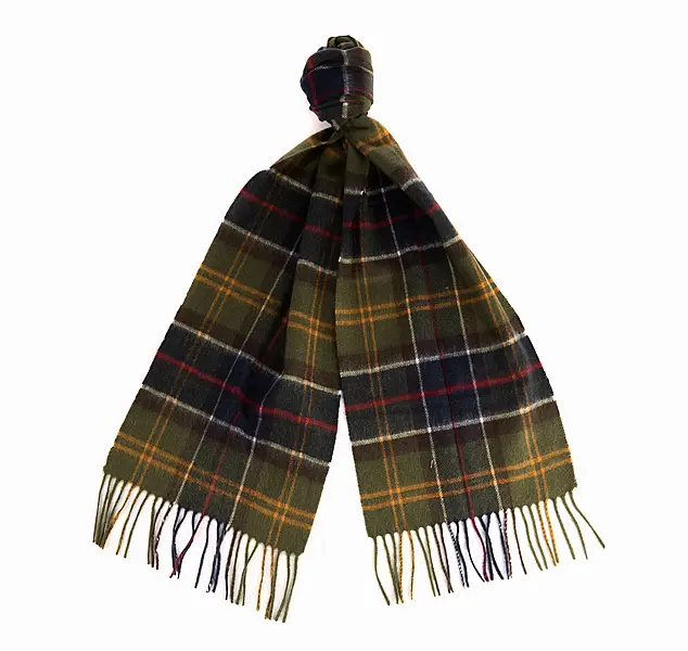 Barbour Tartan Merino Cashmere Wool Scarf,