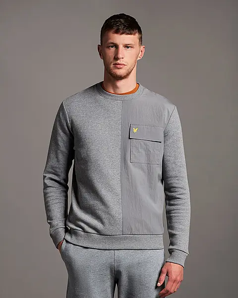 Lyle & Scott Tech Pocket Sweatshirt Mid Grey Marl