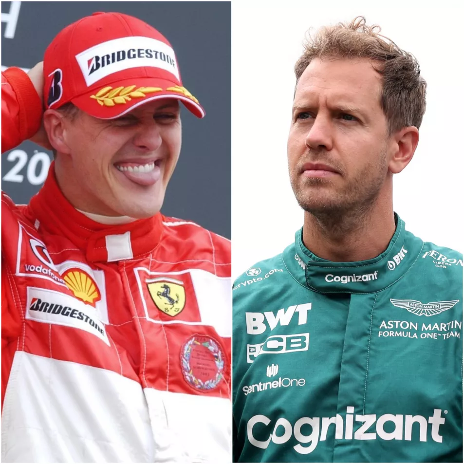Michael Schumacher, left, and Sebastian Vettel