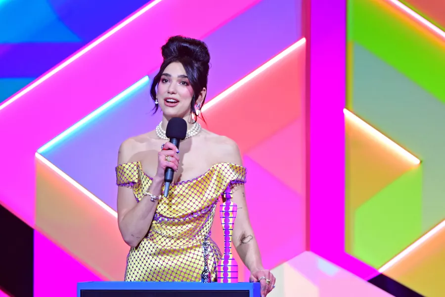 Dua Lipa accepts the award for Female Solo Artist during the Brit Awards 2021