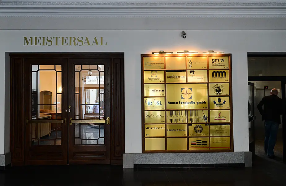 View of door to the 'Meistersaal' at Hansa Studios